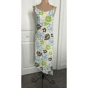 Tiki Palm Women White Floral Slip Style Asymmetrical Hem Cocktail Dress Size S